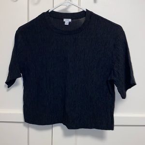 OVS XS Black Smocked Crop Top
